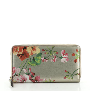Gucci Zip Around Wallet Blooms Print Leather