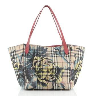 Burberry Canter Tote Printed Haymarket Coated Canvas Small