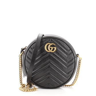 Gucci GG Marmont Round Shoulder Bag Matelasse Leather Mini