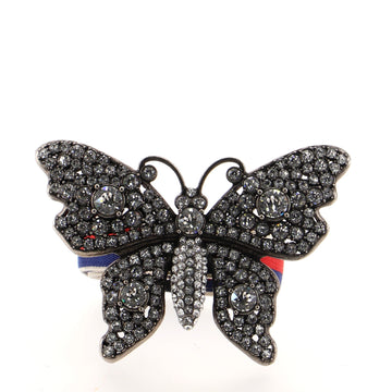 Gucci Butterfly Web Bracelet Crystal Embellished Metal with Elastic