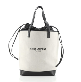 Saint Laurent Teddy Shopping Tote Canvas with Leather Large