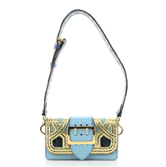 Burberry Madison Buckle Flap Bag Patchwork Python Small