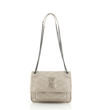 Saint Laurent Niki Chain Flap Bag Matelasse Chevron Leather Baby
