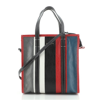 Balenciaga Bazar Convertible Tote Striped Leather Small