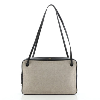 Celine Side Lock Bag Canvas with Leather Medium