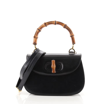 Gucci Vintage Convertible Bamboo Top Handle Bag Leather Medium