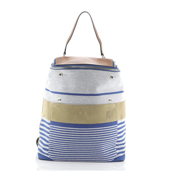 Loewe Goya Backpack Striped Canvas with Suede Large Striped Canvas with Suede Large