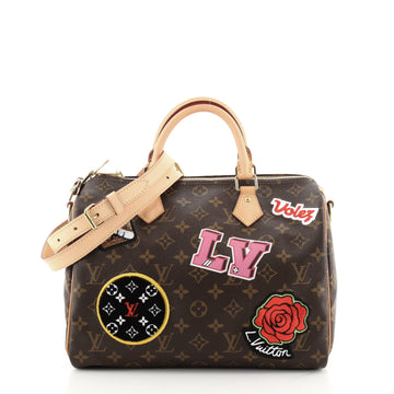 Louis Vuitton Speedy Bandouliere Bag Limited Edition Patches Monogram Canvas 30