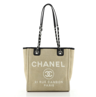 Chanel North South Deauville Tote Canvas Small