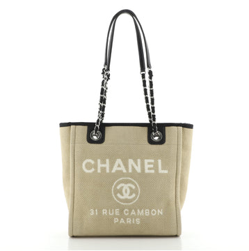 Chanel North South Deauville Tote Canvas Small