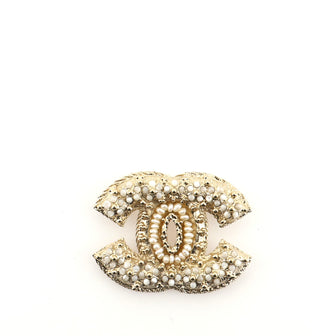 Chanel CC Brooch Metal with Faux Pearls