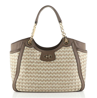 Salvatore Ferragamo Betulla Chain Tote Woven Leather Medium
