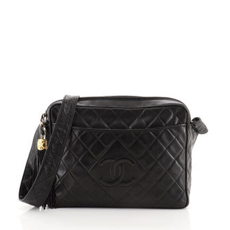 Chanel Vintage Diamond CC Camera Bag Quilted Lambskin Large