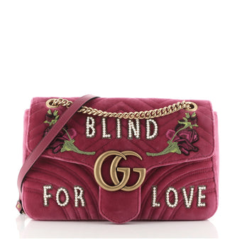Gucci GG Marmont Flap Bag Embellished Matelasse Velvet Small