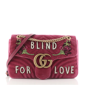 Gucci GG Marmont Flap Bag Embellished Matelasse Velvet Small