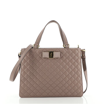 Salvatore Ferragamo Tracy Bow Tote Quilted Leather