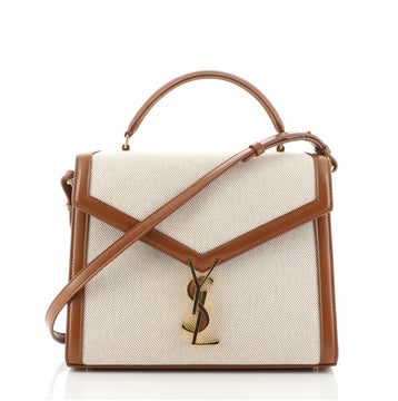 Saint Laurent Cassandra Top Handle Bag Canvas with Leather Medium