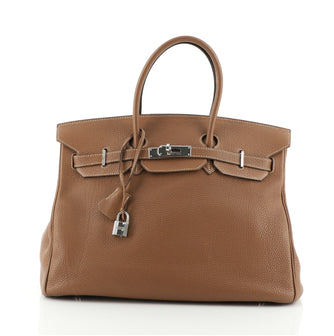 Hermes Birkin Handbag Brown Togo with Palladium Hardware 35