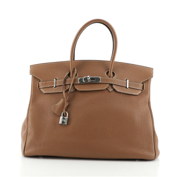 Hermes Birkin Handbag Brown Togo with Palladium Hardware 35