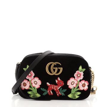 Gucci GG Marmont Camera Bag Embroidered Matelasse Velvet Small
