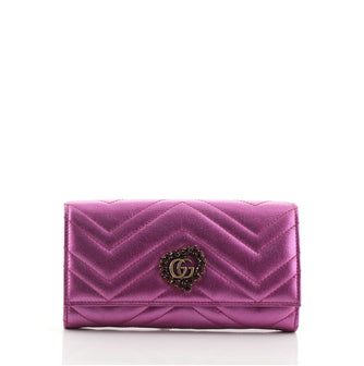 Gucci Valentine's Day GG Marmont Continental Wallet Crystal Embellished Matelasse Leather Long