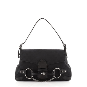Gucci Horsebit Flap Shoulder Bag GG Canvas Medium