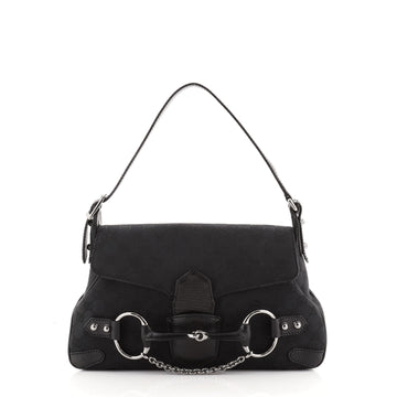 Gucci Horsebit Flap Shoulder Bag GG Canvas Medium