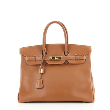 Hermes Birkin Handbag Brown Courchevel with Gold Hardware 35