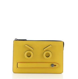 Fendi Faces Pouch Leather Medium