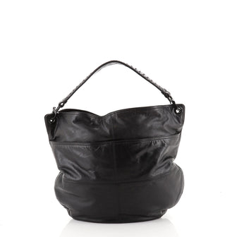 Bottega Veneta Setasettanta Hobo Leather with Intrecciato Detail Large