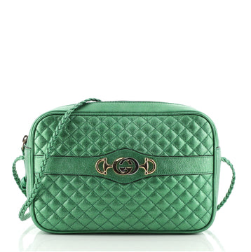 Gucci Trapuntata Camera Bag Quilted Laminated Leather Small