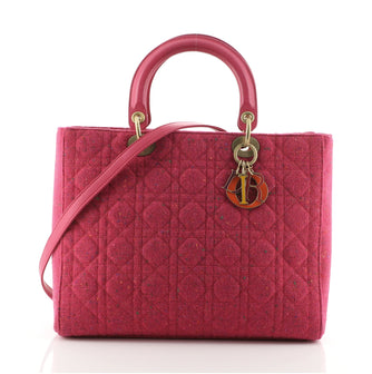 Christian Dior Lady Dior Bag Cannage Quilt Tweed Large