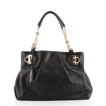 Salvatore Ferragamo W Chain Tote Leather Large
