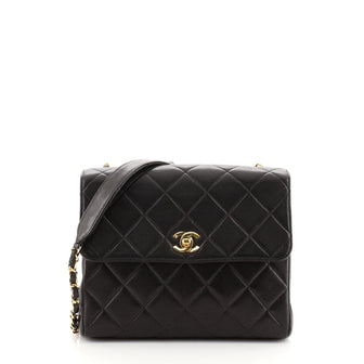 Chanel Vintage Square CC Flap Bag Quilted Lambskin Medium