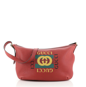 Gucci Logo Half-Moon Hobo Printed Leather