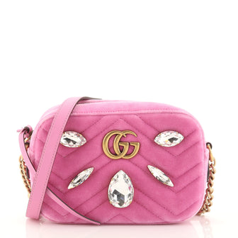 GG Marmont Shoulder Bag Crystal Embellished Matelasse Velvet Mini