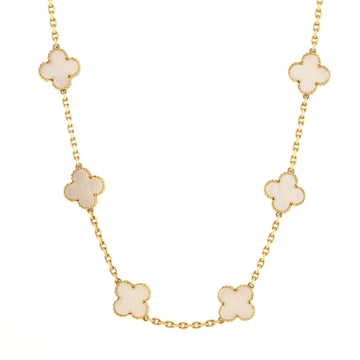 Van Cleef & Arpels Vintage Alhambra 10 Motifs Necklace 18K Yellow Gold and Mother of Pearl