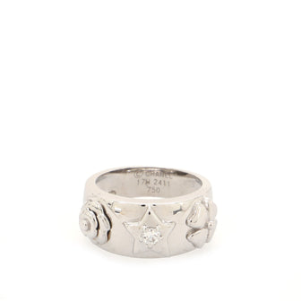 Chanel Camelia Band Ring 18K White Gold with Diamond