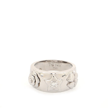 Chanel Camelia Band Ring 18K White Gold with Diamond