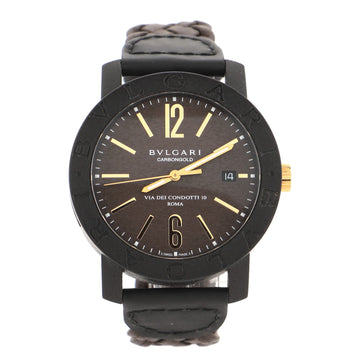 Bvlgari Bvlgari Via De Condotti Automatic Watch Carbon and Leather 40