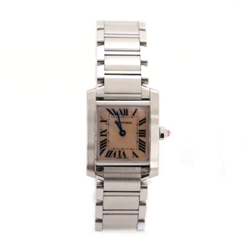 Cartier Tank Francaise Quartz Watch Stainless Steel with Mother of Pearl 20