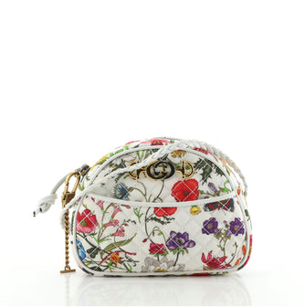 Gucci Camera Shoulder Bag Quilted Flora Canvas Small