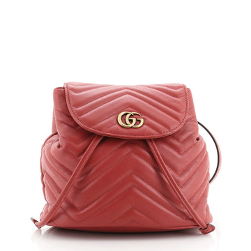 Gucci GG Marmont Drawstring Backpack Matelasse Leather Mini