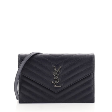 Saint Laurent Classic Monogram Wallet on Chain Matelasse Chevron Leather Small