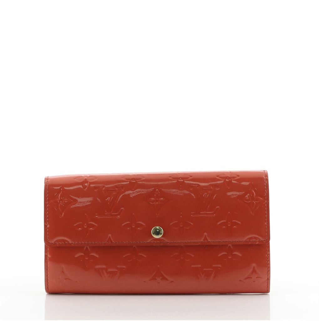 Louis Vuitton Orange Monogram Vernis Sarah Wallet For Sale at