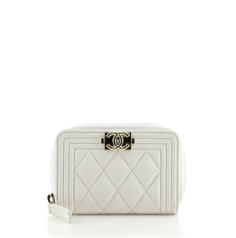 Chanel Boy Zip Coin Purse Quilted Caviar Small