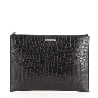 Saint Laurent Zip Pouch Embossed Leather Medium