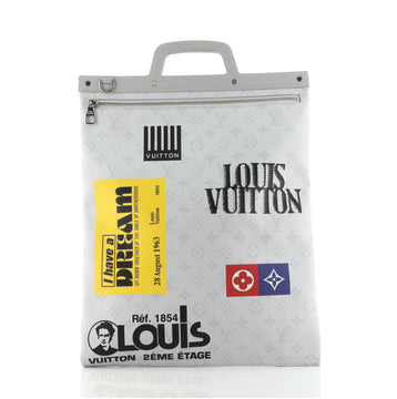 Louis Vuitton Chalk Flat Tote Bag Limited Edition Logo Story Monogram Canvas