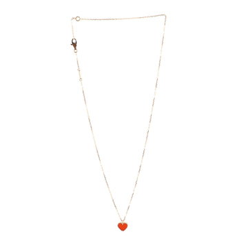 Van Cleef & Arpels Sweet Alhambra Heart Pendant 18K Rose Gold and Carnelian Necklace