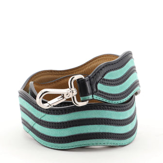Fendi Mini Striped Strap You Short Shoulder Strap Suede and Leather